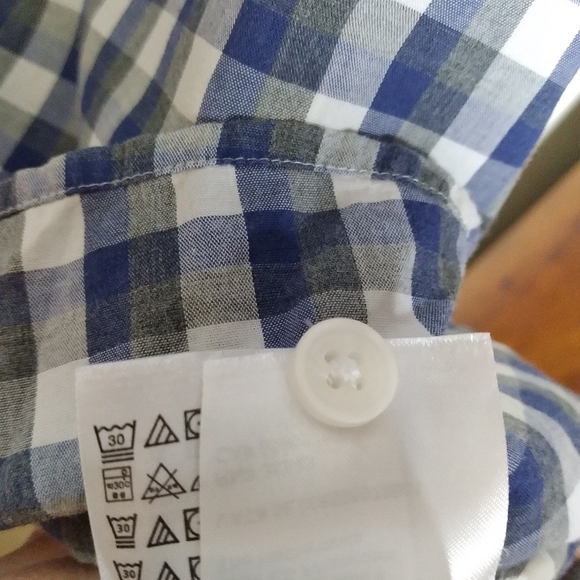 Calvin Klein Blue and Gray Checked Plaid Short Sleeve Button Up Shirt Size Small - Picture 8 of 10